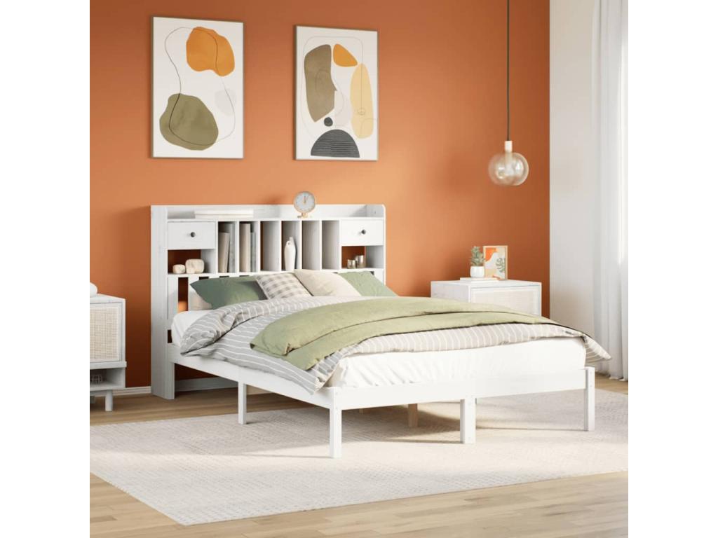 Solid Pine Wood Home Furniture 140 x 190 cm - White