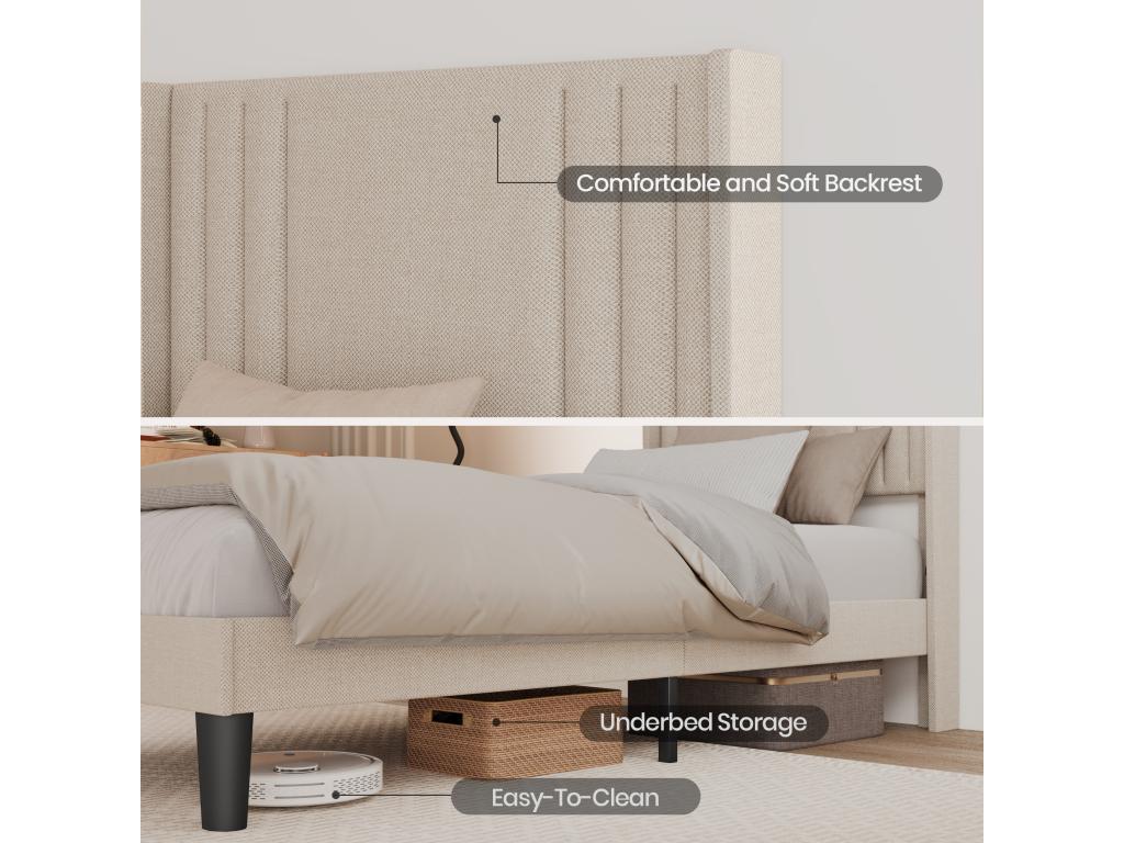 Fabric Headboard 90 x 200 cm - Beige