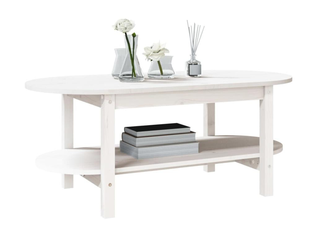 Solid Pine Wood Coffee Table - White