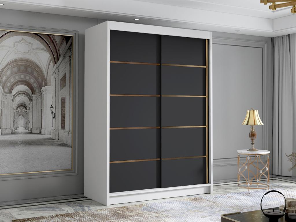 Wardrobe 200 x 120 x 58 cm - Black