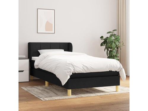 Fabric Slatted Bed Base 90 x 190 cm - Black
