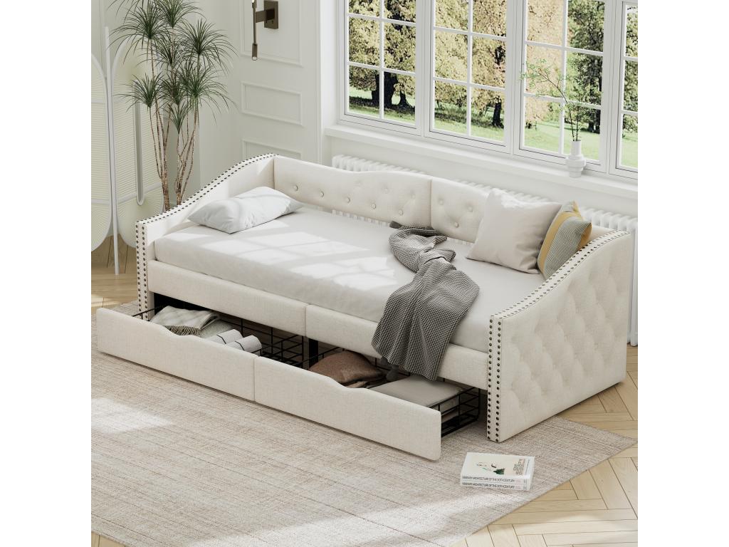 Trundle Bed 90 x 200 cm - White