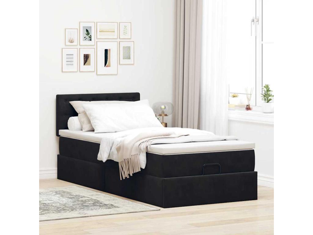 Velvet Bed Frame 90 x 190 cm - Black