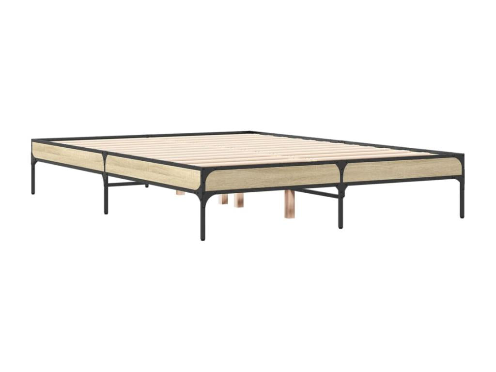 Metal Bed Frame 135 x 190 cm - Brown