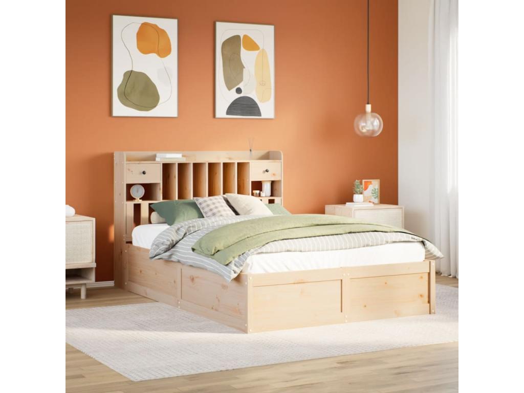 Solid Pine Wood Bed Frame 160 x 200 cm - Brown