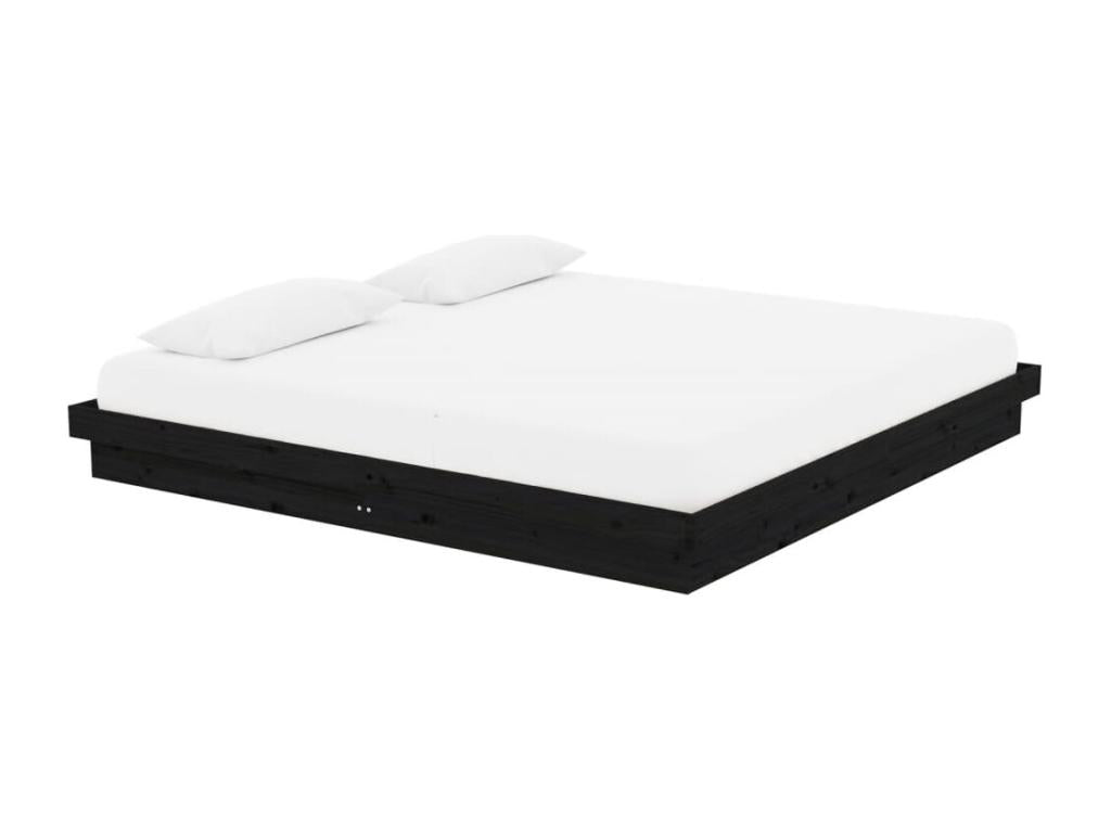 Solid Wood Bed Frame 200 x 200 cm - Black