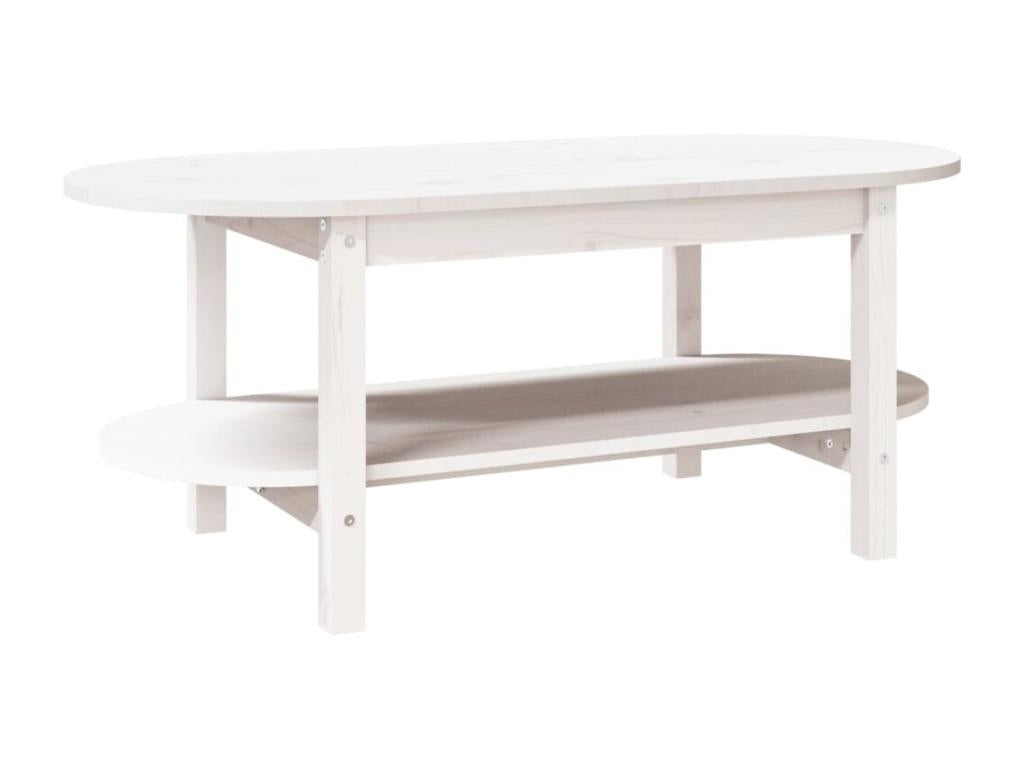 Solid Pine Wood Coffee Table - White
