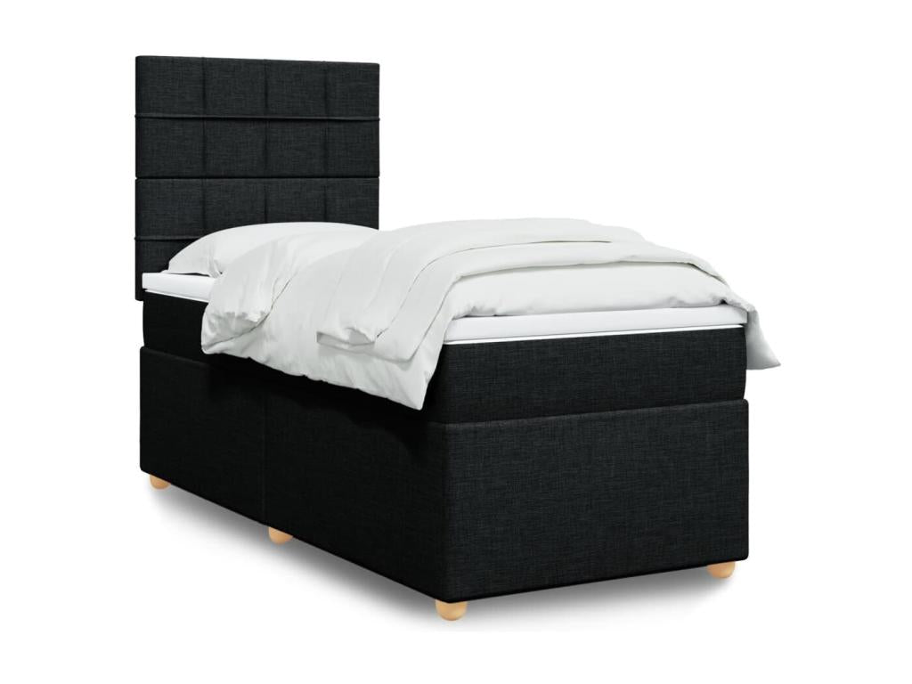 Fabric Slatted Bed Base 100 x 200 cm - Black