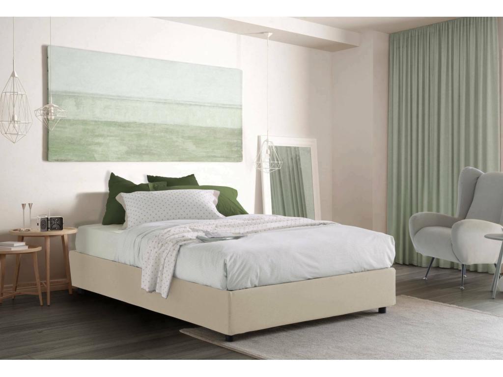 Fabric Storage Bed 160 x 200 cm - Beige