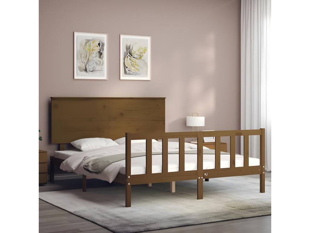 Solid Wood Bed Frame - Brown