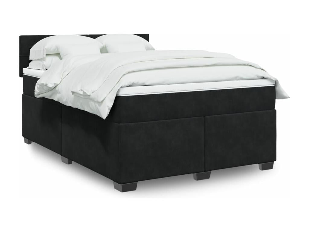 Velvet Slatted Bed Base 140 x 190 cm - Black