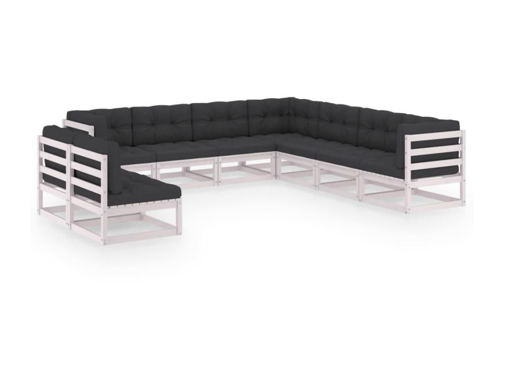 Solid Pine Wood Outdoor Patio Set - White - 671294