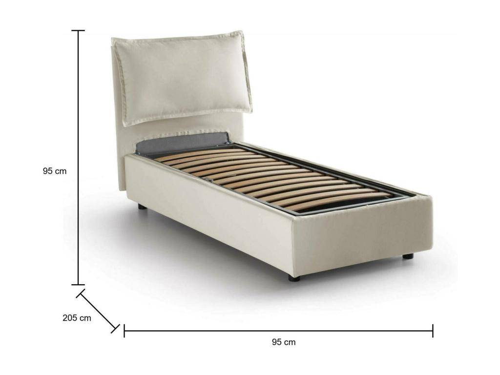 Fabric Storage Bed 80 x 190 cm - Beige