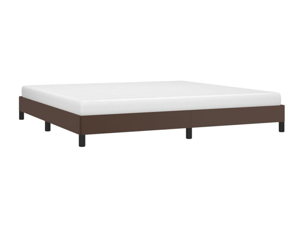 Faux Leather Bed Frame 200 x 200 cm - Brown