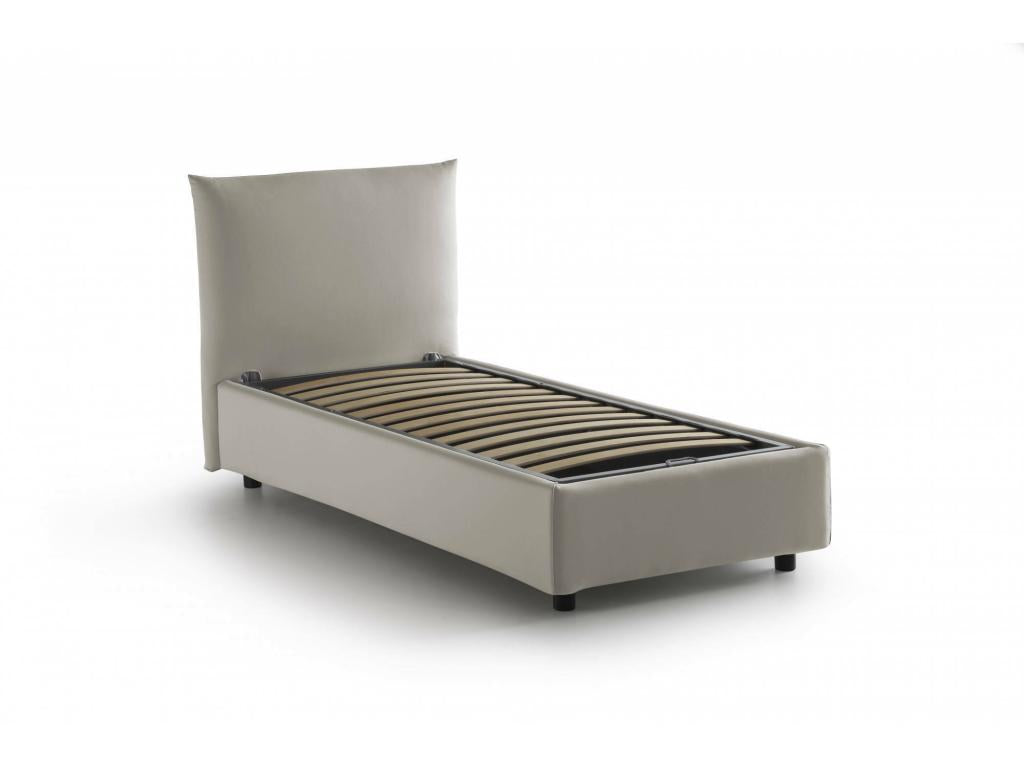 Fabric Storage Bed 80 x 190 cm - Beige - 632443