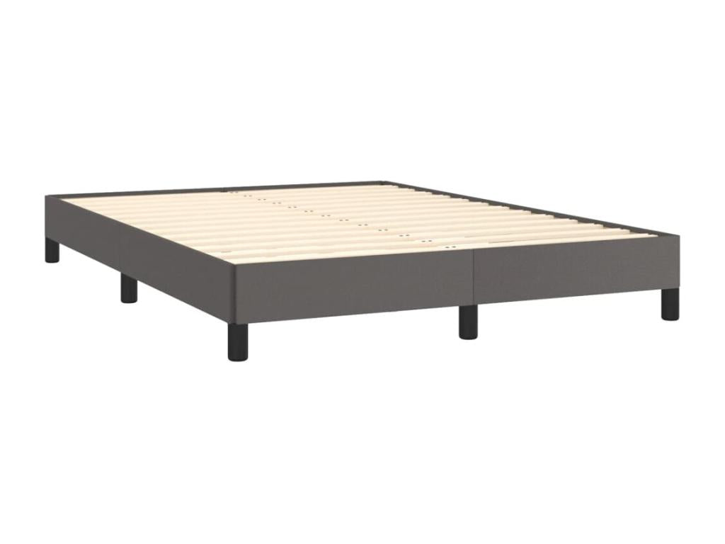 Faux Leather Bed Frame 140 x 190 cm - Gray