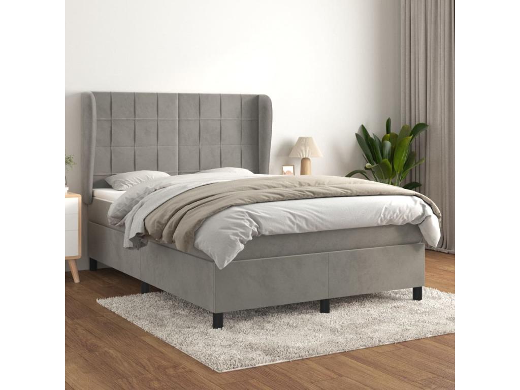 Velvet Slatted Bed Base 140 x 190 cm - Gray