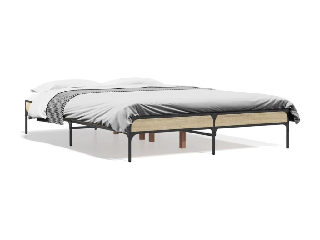 Metal Bed Frame 135 x 190 cm - Brown