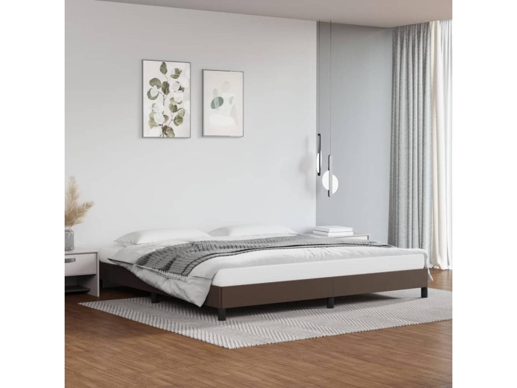 Faux Leather Bed Frame 200 x 200 cm - Brown