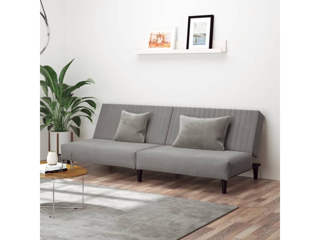 Velvet Sofa - Light Gray